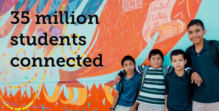 EdSuperHighway's tweet photo. Tremendous progress: 35 million students now have connectivity for digital learning #SOtS2016 https://t.co/u6kEekUz2k https://t.co/CBNZrjP4wE