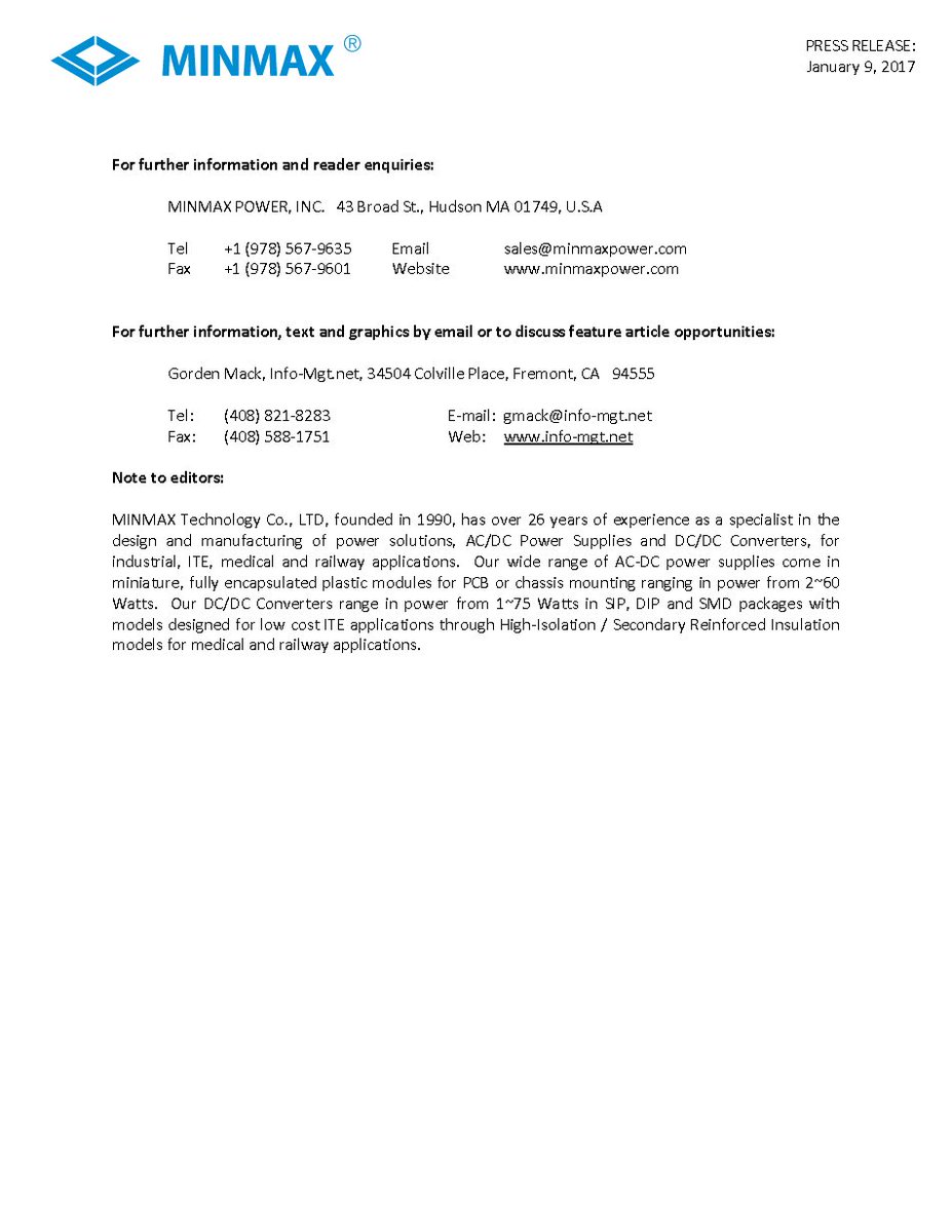 minmax_power's tweet image. PRESS RELEASE: New Cost‐Optimized 10 Watt DC‐DC Converter, Small 24-Pin DIP Package For Space Critical Applications.