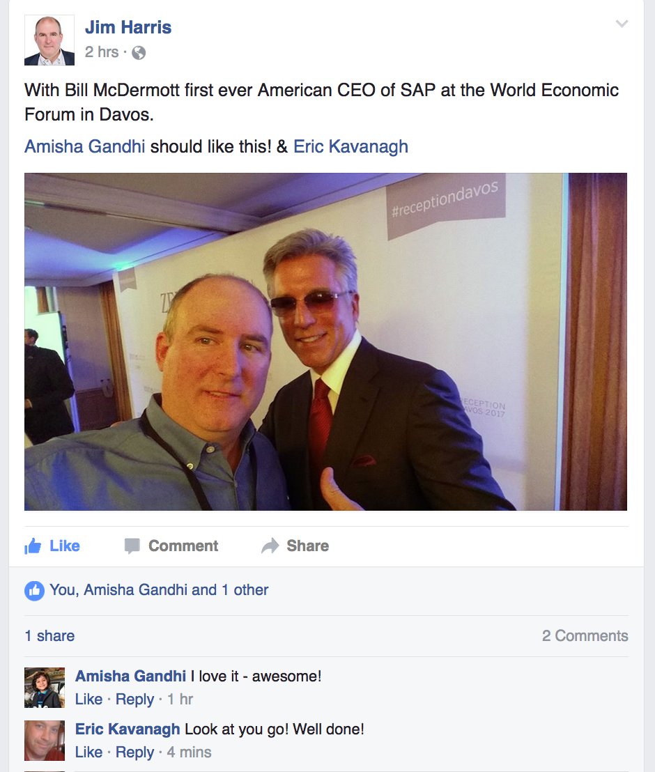 eric_kavanagh's tweet image. Check out global superstar @JimHarris rocking #Davos!
@AmishaGandhi @SAP @BillRMcDermott @SAPAnalytics
#SAPIoT #Analytics #BigData #Cloud
!