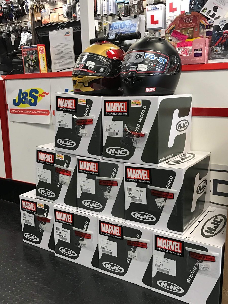 js_maidstone's tweet photo. #HJC  #Ironman  and #punisher  #Helmet  stock is dwindling so if you want one grab it fast, also we had a range of #Muc-off come in today https://t.co/vGMCyZTK8L