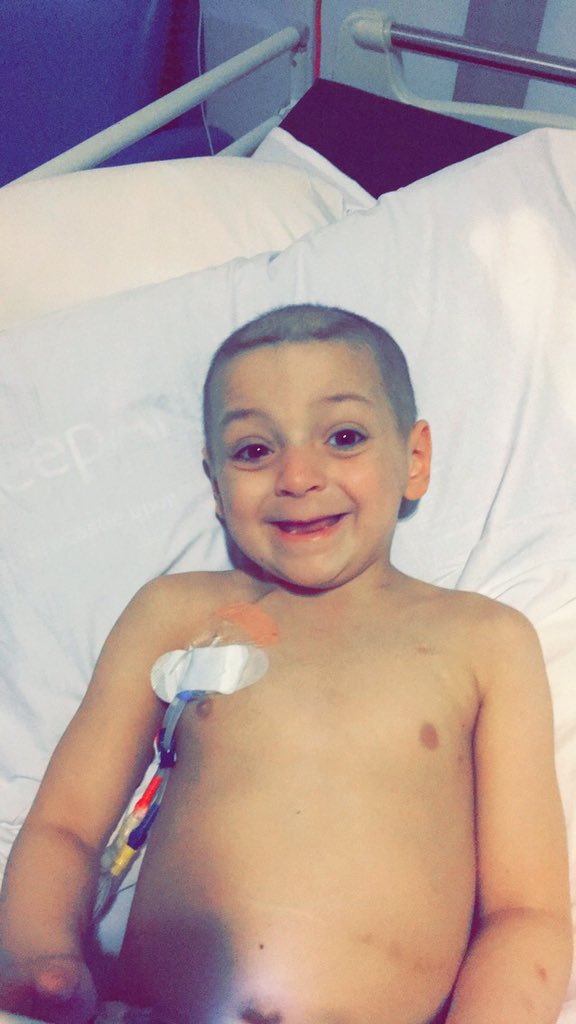 Bradleysfight's tweet photo. Bradley's pain meds have kicked in and he is feeling a lot better. Look at his beautiful smile #bradleysfight #smiler #ourhero https://t.co/o7u0nV55Bc