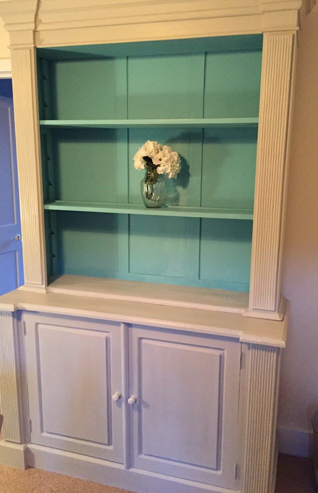 homeofchalk's tweet photo. A dresser we've just completed, giving it a fresh look with #anniesloan  #provence on the inside &amp; shelves and #parisgrey on the rest 😍 https://t.co/D1cRo2ikRP