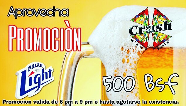 crash_bar's tweet photo. Hoy #CrashBar la #Promo esta a 500 Bsf no te lo pierdas te esperamos y #RompeLaRutina https://t.co/FUcVLfiMLQ