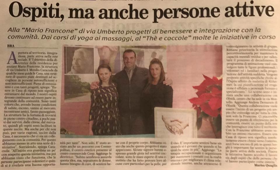 MonikaCaracuda's tweet photo. Dicono di noi.. #RSAMarioFranconeBra @_PuntoService #bra #anziani #benessere #bra https://t.co/vZgn0ctmEW