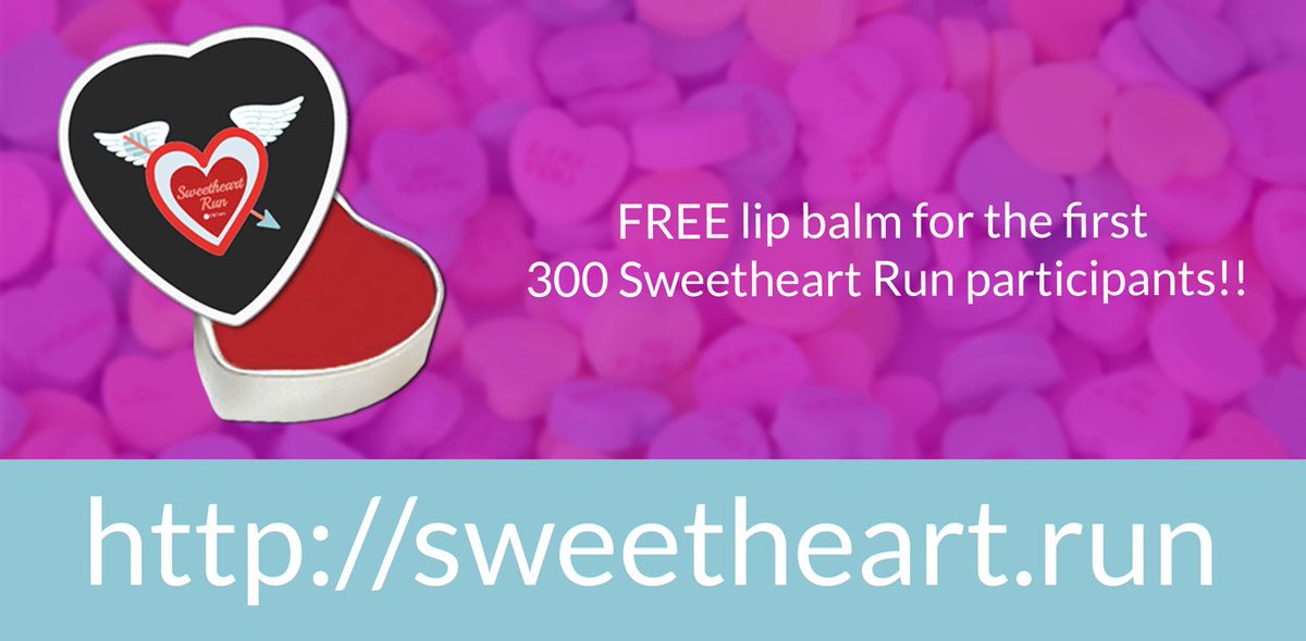 sweetheart_run's tweet photo. Pucker up! 😘 the first 300 sign ups for the #Sweetheart run will receive an exclusive, all natural beeswax lip balm!
https://t.co/kuUY9ldDSn https://t.co/zP6Wtc1538