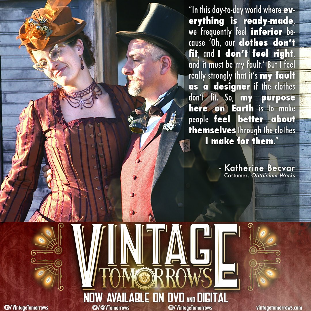 VTomorrows's tweet photo. #vintagetomorrows 2016 retrospective: Top 10 twitter quote cards - #2: Costumer Katherine Becvar of @bluem00ndesigns / #obtainiumworks https://t.co/duqfqycz09