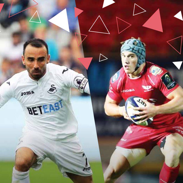 Gwersyll Chwaraeon dros Hanner Tymor gyda'r <a href="/scarlets_rugby/">Scarlets Rugby</a> a <a href="/SwansOfficial/">Swansea City AFC</a> Ewch i ow.ly/VFV13082Ykr am fwy o fanylion! <a href="/yrawrgymraeg/">#yagym🏴󠁧󠁢󠁷󠁬󠁳󠁿Yr Awr Gymraeg</a>