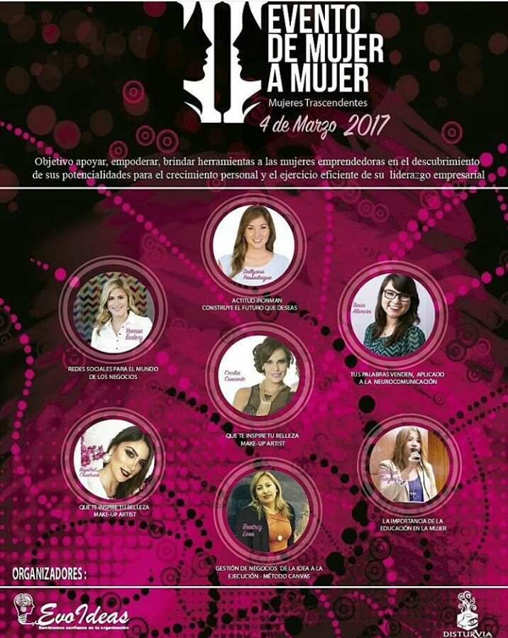 Capacitateec's tweet photo. Conferencia: Mujeres Trascendentes - Organiza: @evoideas 4/Marzo #Gye @dallyanapass https://t.co/szKTGDEwoN