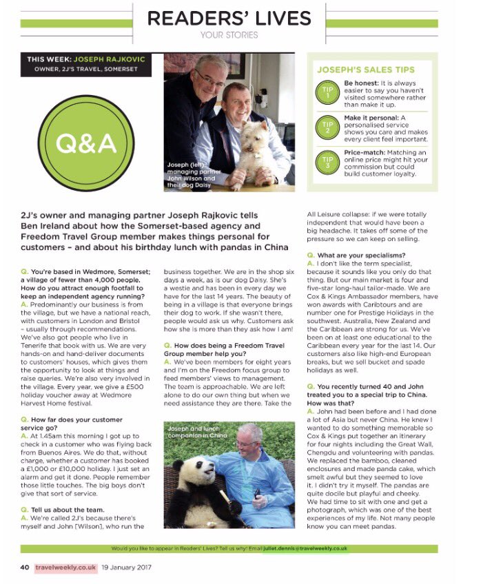Matt_Harding_'s tweet photo. Great article from Joseph one of our valued @Freedom_trvlgrp members in this weeks @travelweekly #greatmember #readerslives https://t.co/uLOccloo2G
