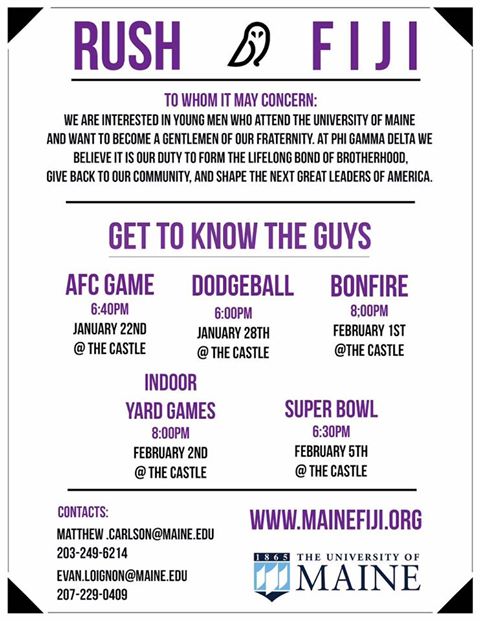 Check out the awesome rush events for spring semester!