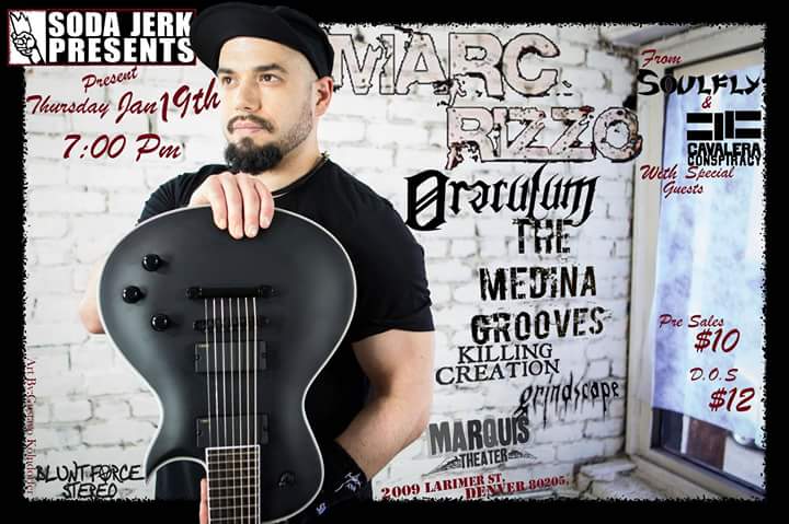 MHElements's tweet photo. Tomorrow #MarcRizzo will be performing at the Marquis Theater with special guest #oraculum #TheMedinaGrooves #Killingcreation #Grindscape https://t.co/8JH5zo5Z8O