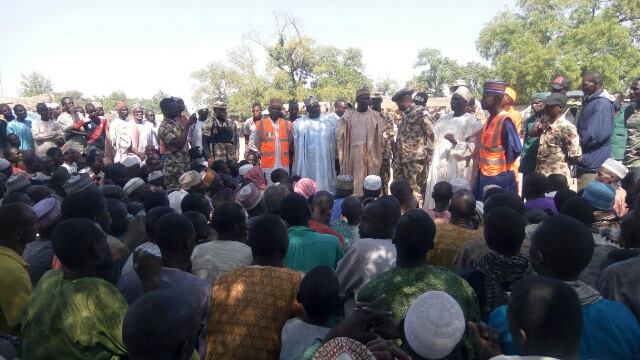nemanigeria's tweet photo. Officials of #NEMA #BOSEMA & other humanitarian actors at the site of accidental strike on an #IDP camp at #Rann #Kala Balge LGA Borno State https://t.co/miG6GAWe7J