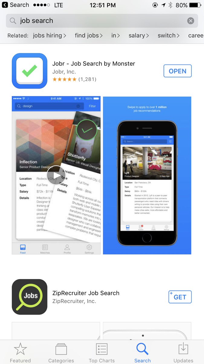 . <a href="/Jobr/">Jobr</a> is now the first result for "job search" in the App Store 👍
