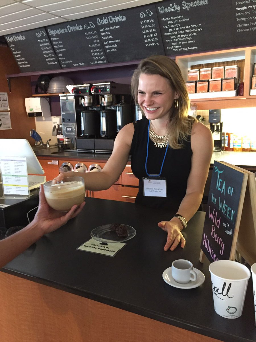 MicheleRomanow's tweet photo. I never thought I’d be back serving coffee 11 years later but I couldn’t be happier that @the_tearoom is still in business! #cbcdragonsden https://t.co/l04jsY8EMR