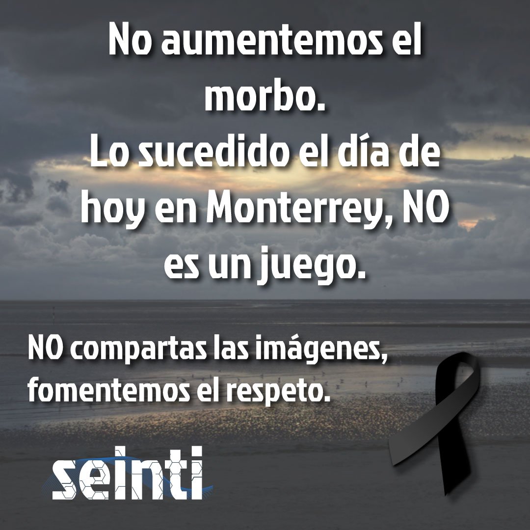 SEINTI_'s tweet photo. Lamentable lo ocurrido en #Monterrey el día de hoy.
Nos solidarizamos con los familiares de las víctimas.
#PrayForMexico #SEINTI #Respeto https://t.co/c5hR2Dc8dZ
