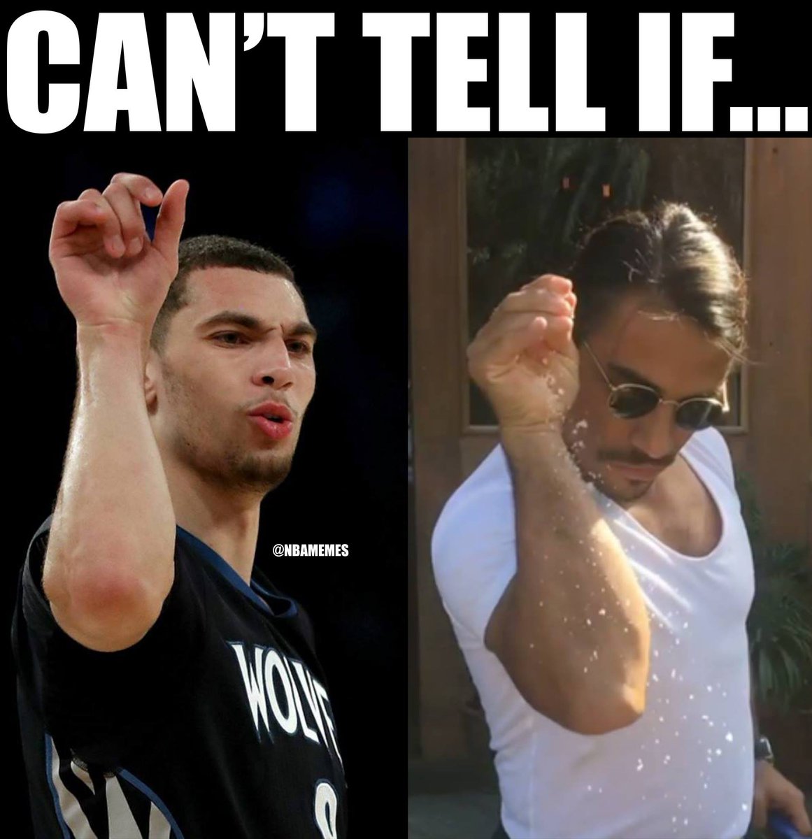 NBAMemes's tweet photo. When #DunkBae meets #SaltBae. #TimberwolvesNation https://t.co/Rt3mq4tAiH