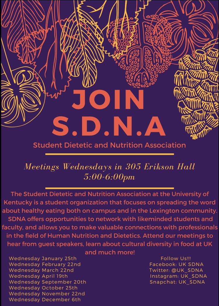 UK_SDNA's tweet photo. First SDNA meeting of the year! Join us on Wednesday January 25th at 5:00pm. We will be in room 305 of Erikson Hall. https://t.co/2eAywQd5kJ