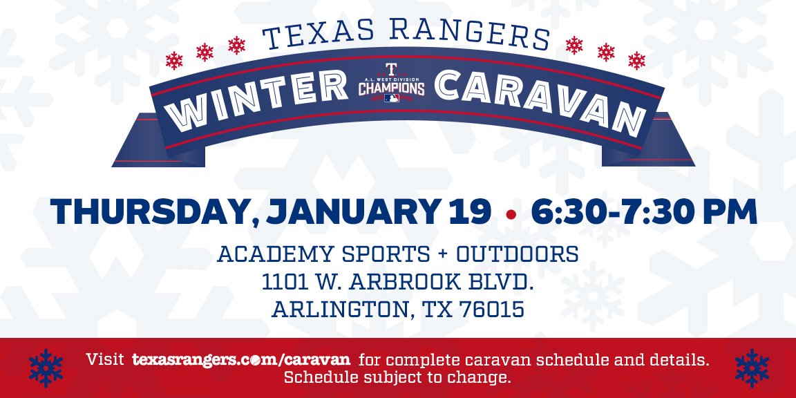 Tomorrow's #WinterCaravan itinerary:  🚌 ➡️➡️➡️➡️ Arlington  ✍⚾️ atmlb.com/2iCQbKu ✍⚾️ https://t.co/TjNxMBHv39