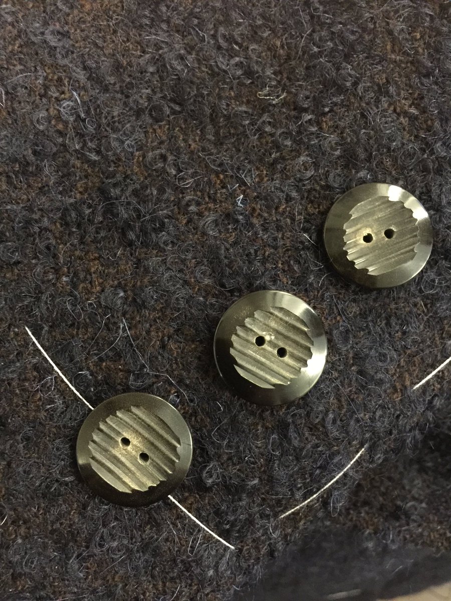 NewsfromBedlam's tweet photo. #groovy grooved horn #buttons and the original 1962 #samplecard from @buttonqueenshop for Mr Le Bon's next jacket #oneoff #detail #tailoring https://t.co/s3exOQqaFr