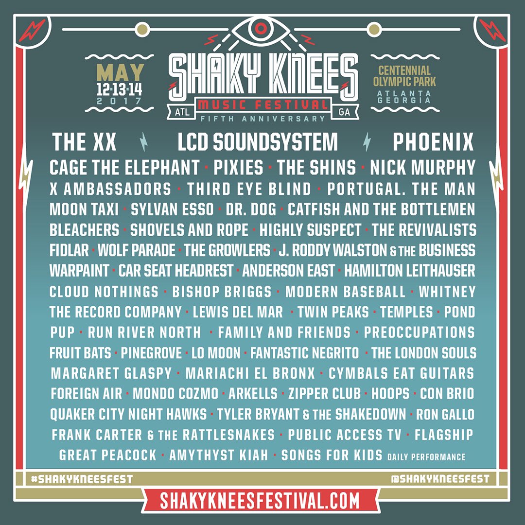 ItsKK_'s tweet photo. Shaky Knees 2017 lineup!! #sharetheshaky #shakyknees https://t.co/Ss9WHourLG