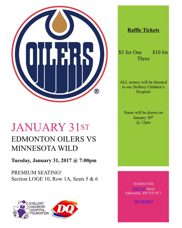 NamaoDQ's tweet photo. Come in to find out how you can win tickets to our @EdmontonOilers AND support our @StolleryKids #winwin #yeg Only at Namao DQ Location https://t.co/1dcjvjImcA