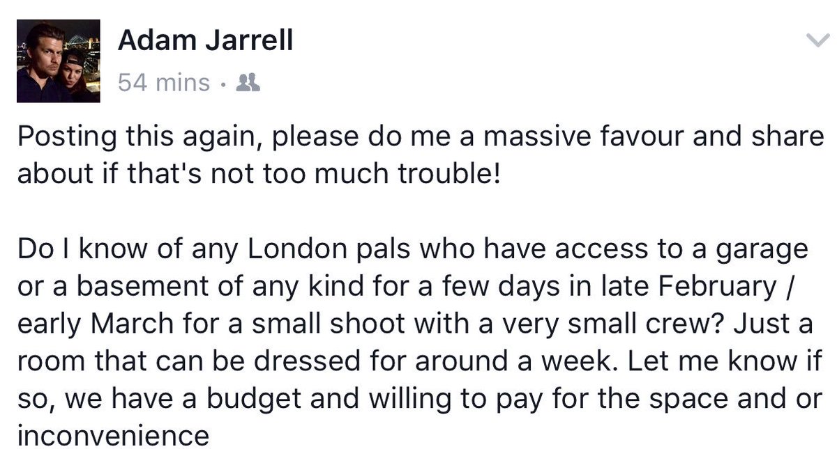 adamjarrell's tweet photo. Twittersphere, help me out by giving this a RETWEET. Filming a new project soon and need a location. Details below. https://t.co/xTxVJxKE8v