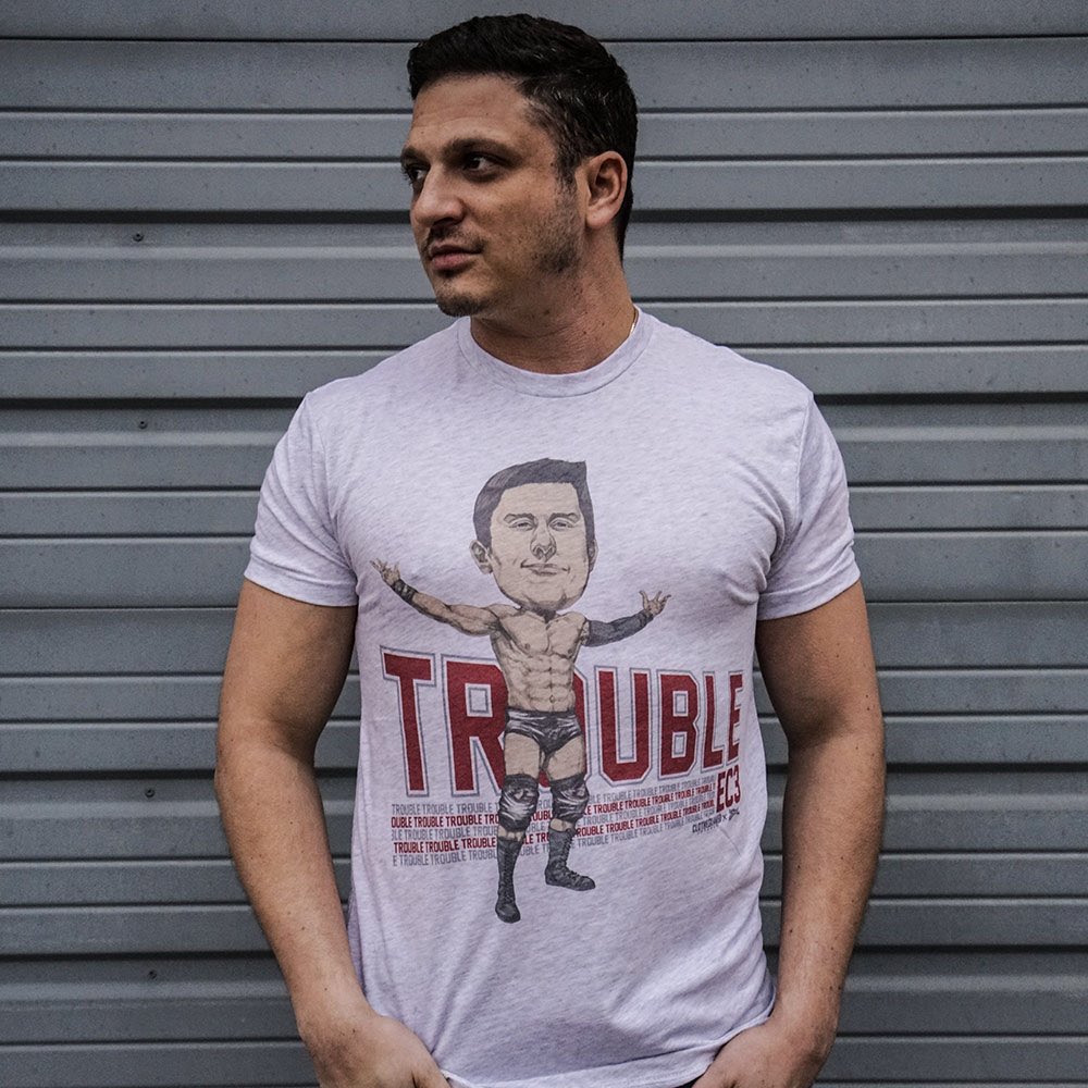 Clotheslined's tweet image. NOW AVAILABLE: "Trouble" Clotheslined X Notz Collaboration.

LINKS: prowrestlingtees.com/clotheslined - clotheslined.com