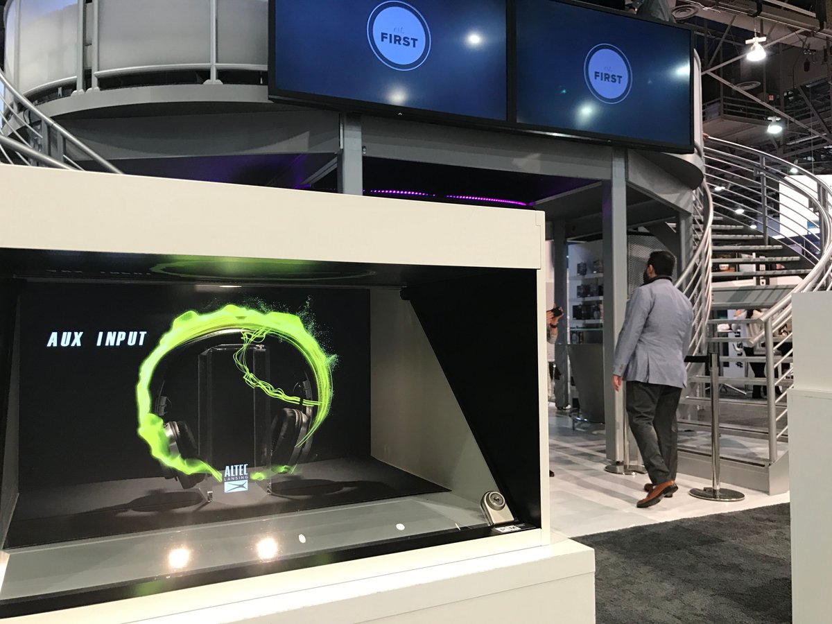pmscreengroup's tweet photo. Show your product features with holographic displays powered by #PMScreen. Here Lux ANC Headphones by @AltecLansing at @CES 2017 https://t.co/FkE64pUkJY