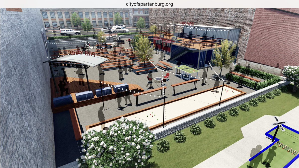 SpartanburgCity's tweet photo. More renderings of FR8Yard. Think: the most fantastic biergarten you've never seen in Spartanburg. https://t.co/ljyUuoMwKV