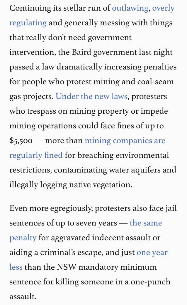 WorldOfMarkyD's tweet photo. @MikeBairdMP you also imposed an #AntiProtestLaw!

anyone opposing coal mines or fracking, now faces $5500 fine &amp; 7yrs jail

#NSWpol #AusPol https://t.co/EZCcNBolvF