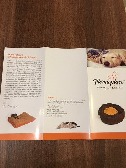 thermoplace's tweet photo. Wärmetherapie für #Hunde und #Katzen - Die #Thermoplace Flyer sind fertig 😀😀 https://t.co/SSQX3mA0zX