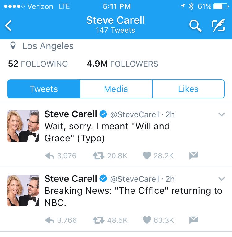 MandyPeine's tweet photo. You tease. @SteveCarell 😤😤#BringBackMichaelScott https://t.co/bcYh4NSkaZ