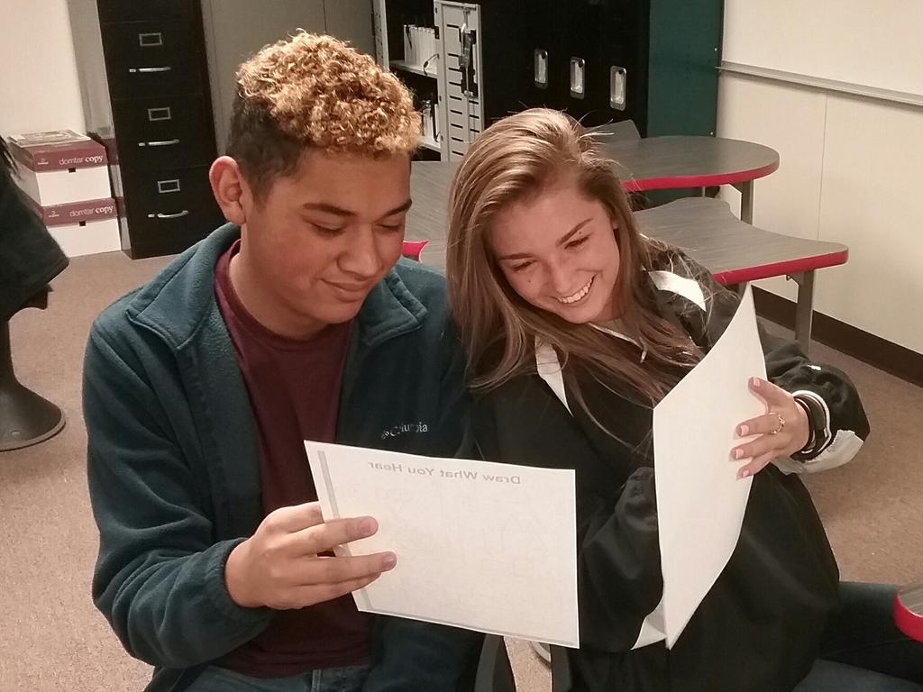 MHSCTSO's tweet photo. BIM II students practice their management listening skills by drawing what they hear and comparing results. https://t.co/4qLSuU2ic5