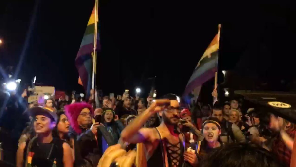 9NEWS's tweet photo. 'Queer Dance Party' outside Pence's home https://t.co/wo73fb1nOu https://t.co/cFfQ4KhDST