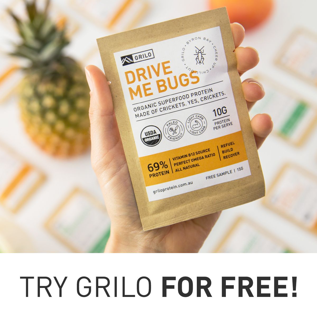 GriloProtein's tweet photo. Get your #cricketprotein powder #free sample at https://t.co/bkhHVITpfQ
#eatcrickets #cricketproteinpowder #proteinpowder #superfood https://t.co/Eslvz36KBw
