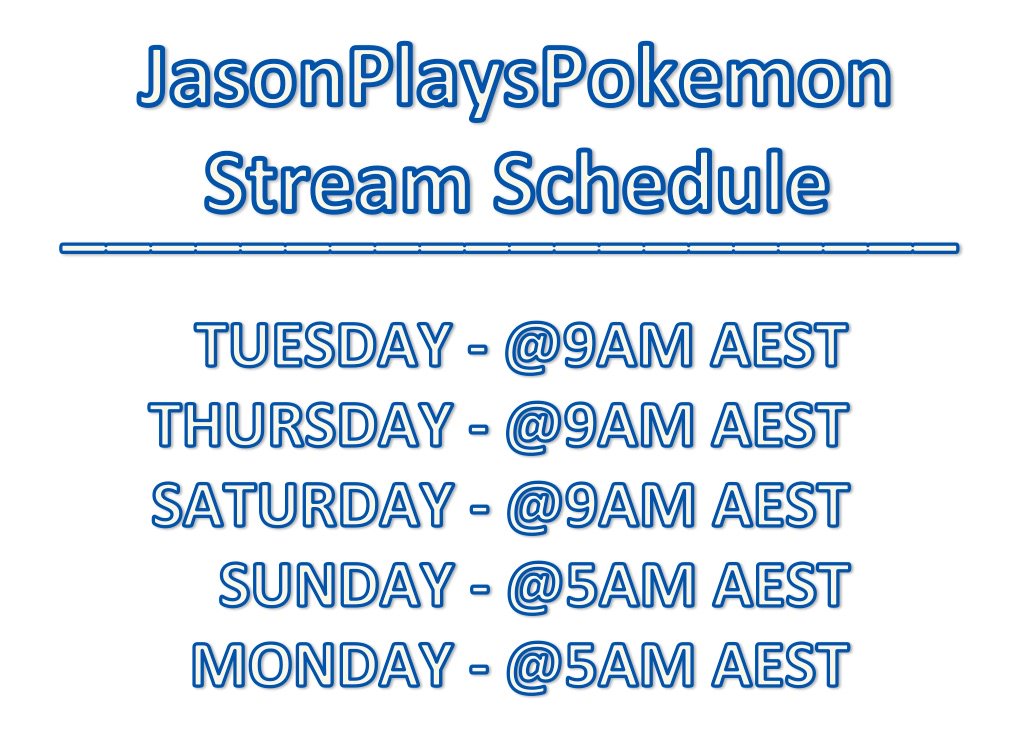benjjaminbutton's tweet photo. @JasonPlaysPKMN Jason your stream schedule in Australian eastern standard time woohoo https://t.co/vSWILzNv2F