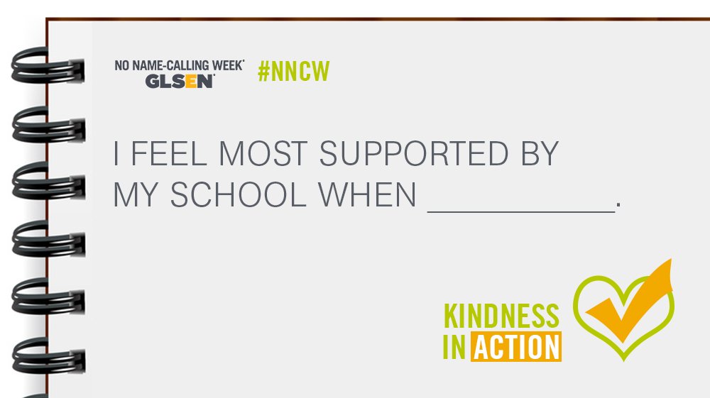 GLSEN's tweet photo. Q6. I feel most supported by my school when __________. #NNCW https://t.co/c83cRbR4nF