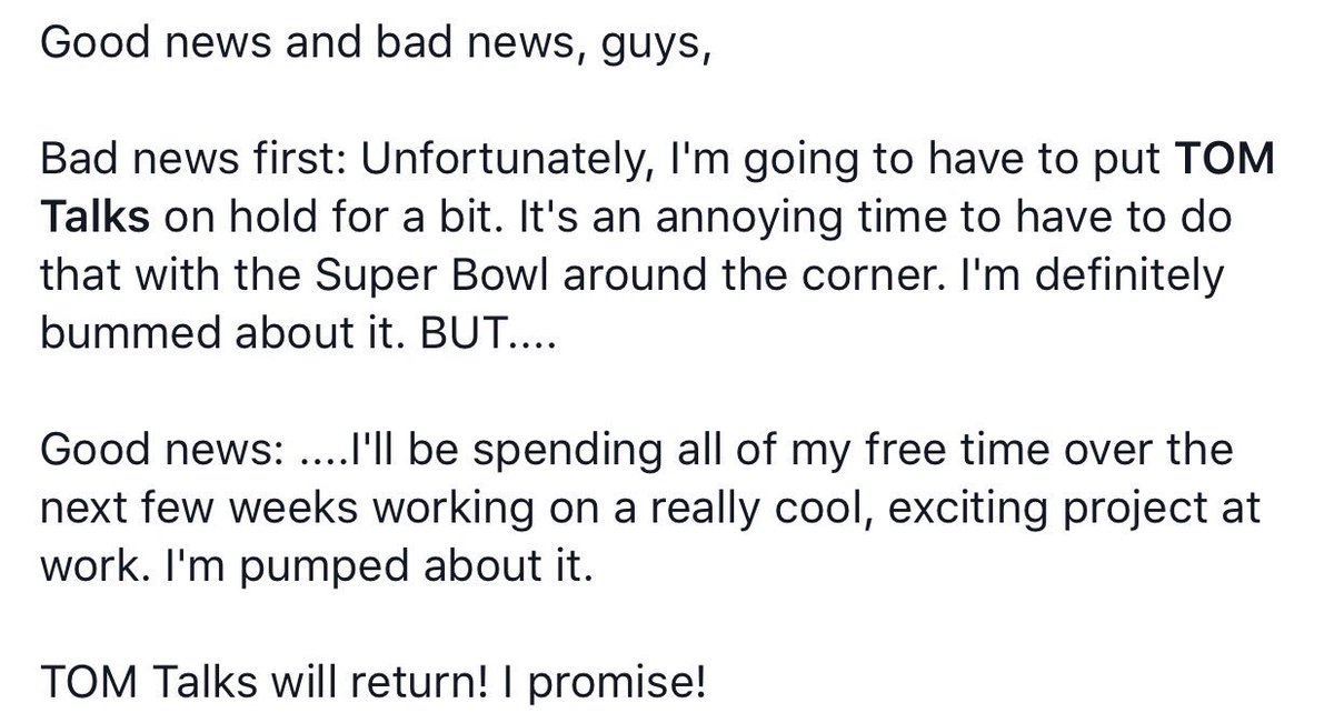 TOMTalksPod's tweet photo. Important podcast news: https://t.co/6cecvkh1lN
