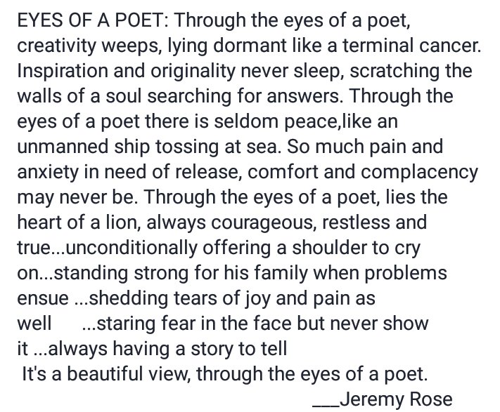 JRosedad5's tweet photo. Eyes Of A Poet https://t.co/Kysunt5R7e