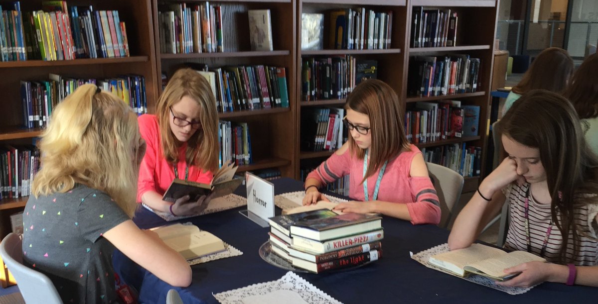 CMSReads's tweet photo. Savoring some yummy reads! @lfulrteach #booktasting #bookbinge #onehappyschool https://t.co/tsN9qkzzox