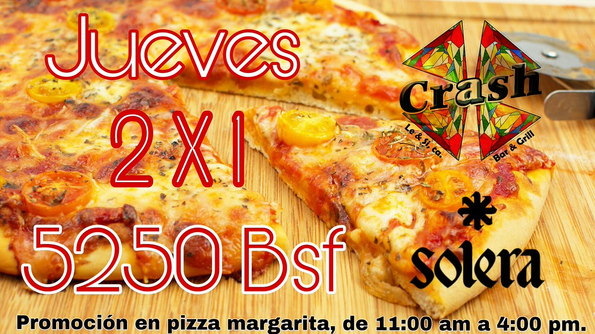crash_bar's tweet photo. Jueves de Pizza 2 X 1 en nuestro Horario Diurno #Promocion #CrashBar y #RompeLaRutina https://t.co/zsXaaQaGVr