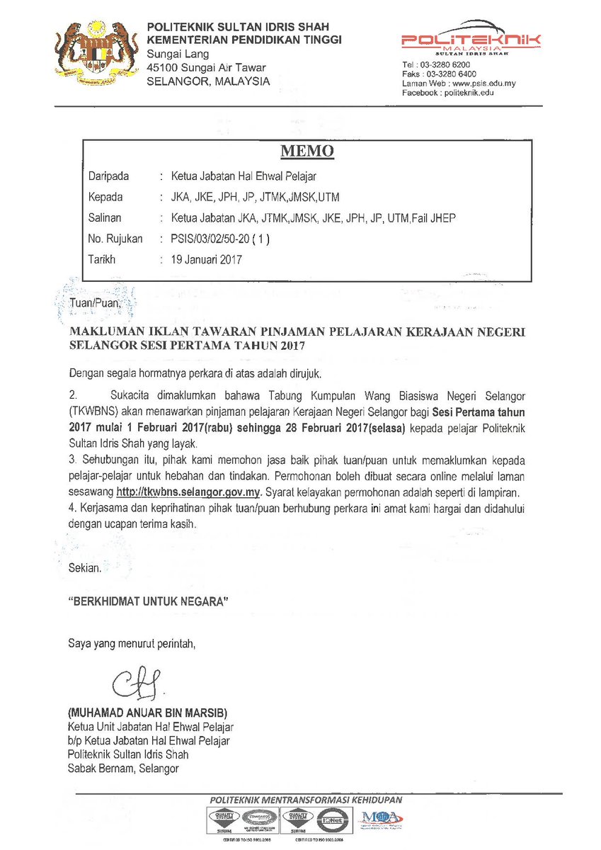 Jtmk Psis On Twitter Attention Anak Selangor Permohonan Pinjaman Pelajaran Kerajaan Negeri Selangor Akan Dibuka Pada 1 Feb 2017 Twt Psis Twtpsis Https T Co Aosiexwkfd