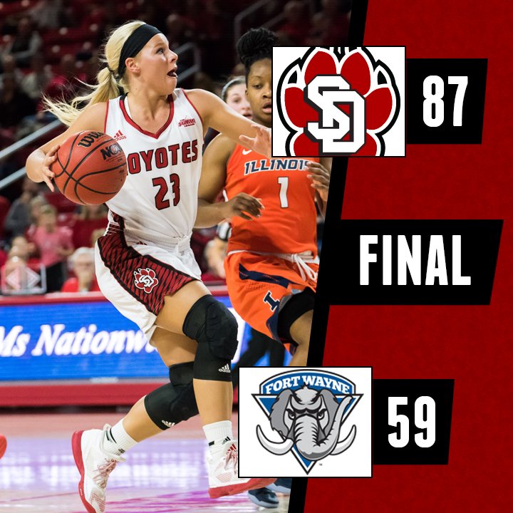 SDCoyotesWBB's tweet image. FINAL: Coyotes cruise to a win over Fort Wayne behind a career high 19 from McKeever, 18 from A. Arens and 15 from Fogg. #GoYotes