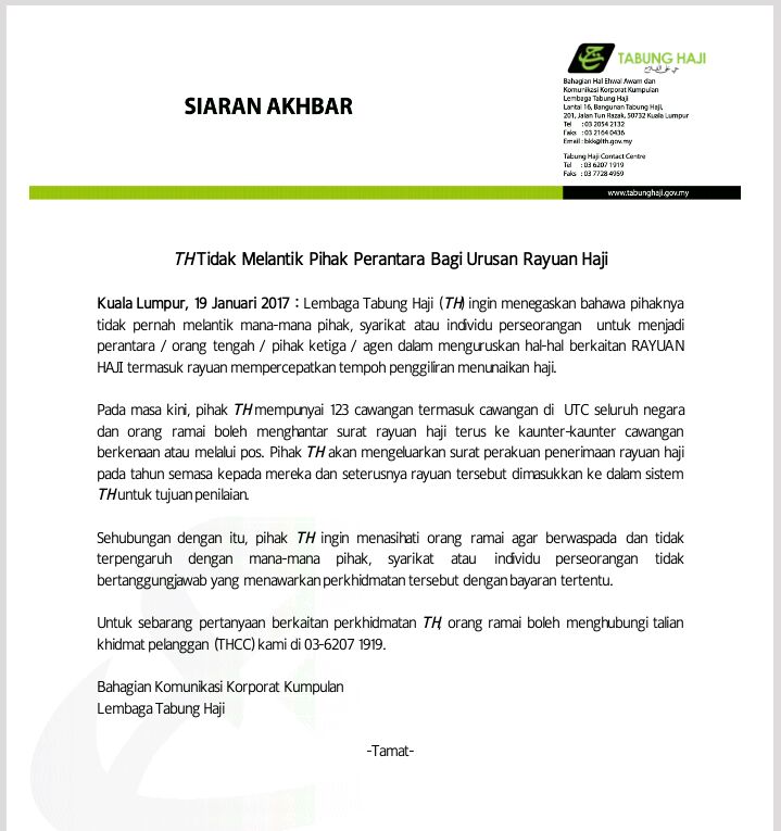 Surat Contoh Rayuan Tabung Haji - Kuora v