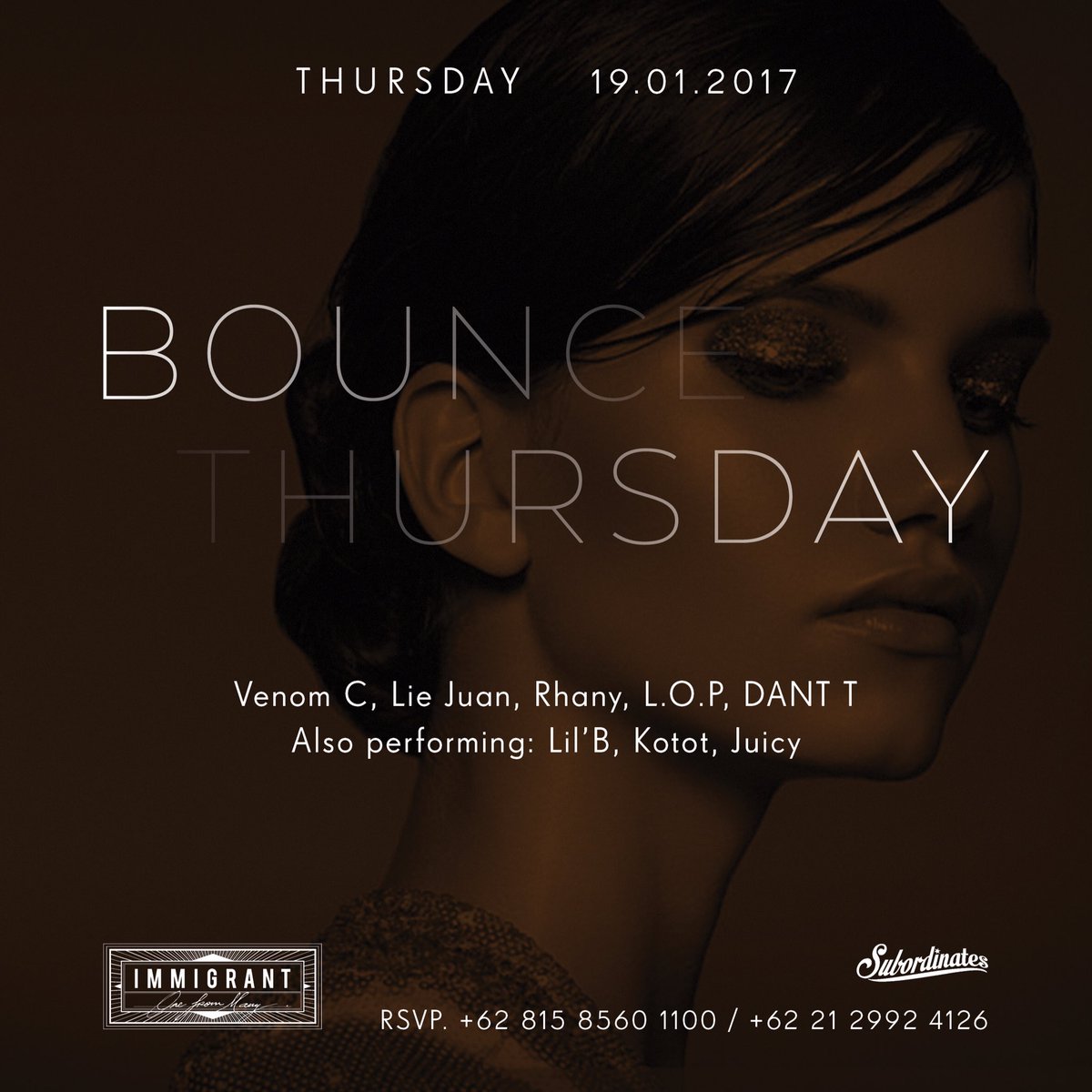 Get your body moving this Thursday nite w/ @subordinates_ <a href="/venomcwave/">Cheryl Bawerman</a> @Liejuan2 Rhany <a href="/olop_LOP/">Z.O.N.E - L.O.P</a> <a href="/daniielgunawan/">Daniel Gunawan</a> RSVP: 081585601100