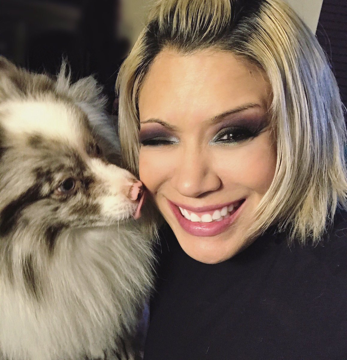 RealMelina's tweet photo. I was taking a selfie &amp; Blue was like, "Wait a minute mom. Gotta make sure your eye is clean."

#MommasLittleNinja 💙 https://t.co/5a5tQCkgsH