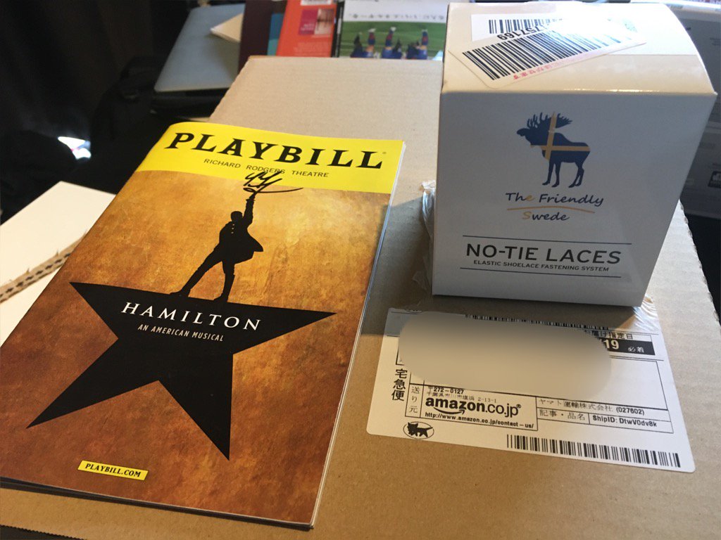 Dan (@dokool) on Twitter photo Wonderfully efficient packaging from <a href="/AmazonJP/">Amazon.co.jp (アマゾンジャパン)</a> on my <a href="/Friendly_Swede/">The Friendly Swede</a> laces.
<a href="/HamiltonMusical/">Hamilton</a> playbill for scale because I can. Wonderfully efficient packaging from <a href="/AmazonJP/">Amazon.co.jp (アマゾンジャパン)</a> on my <a href="/Friendly_Swede/">The Friendly Swede</a> laces.
<a href="/HamiltonMusical/">Hamilton</a> playbill for scale because I can.