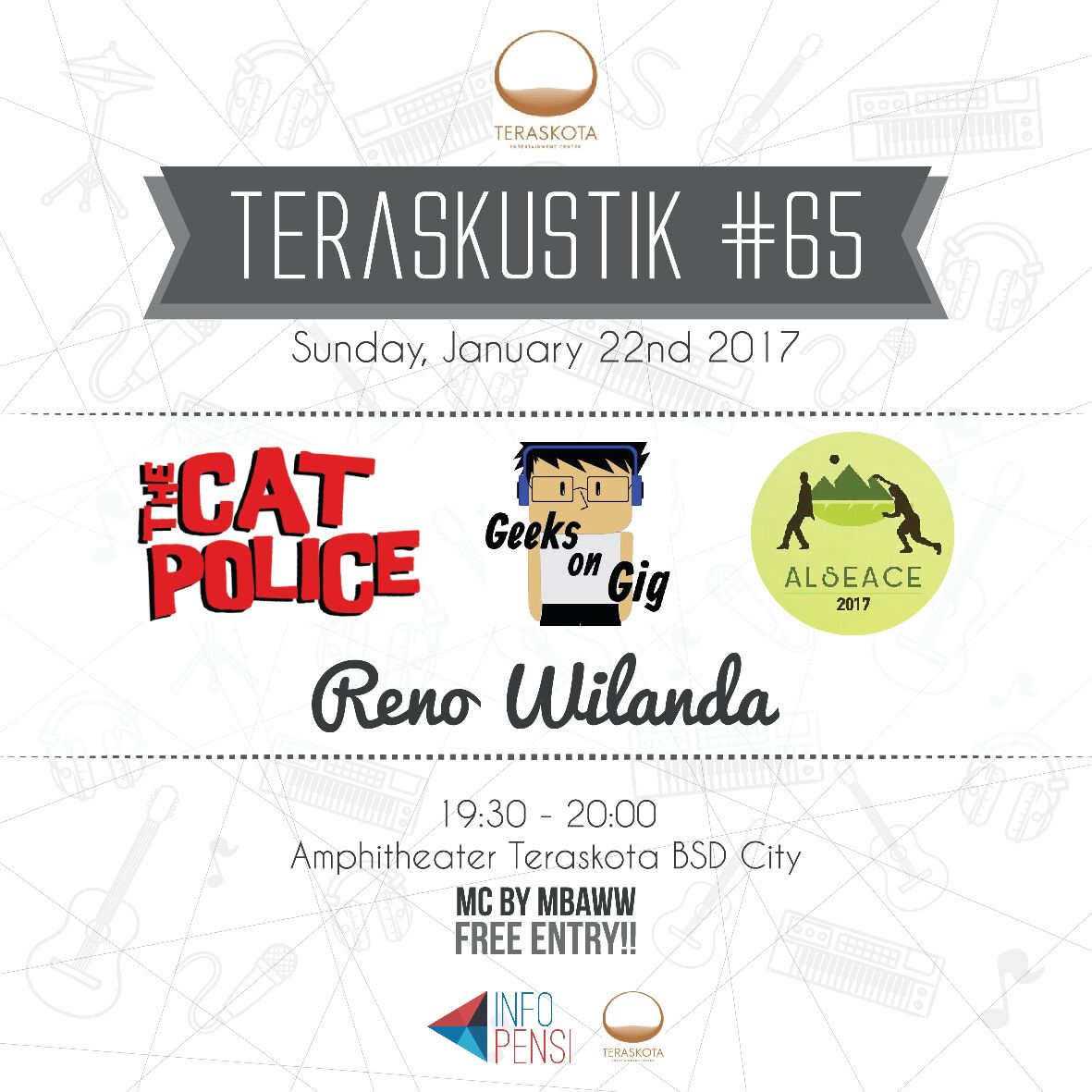 Teraskustik #65 is out! Sunday 22-1-17 at <a href="/TeraskotaBSD/">Teraskota BSD</a> with The Cat Police, Geeks on gig, Alseace Crew and Reno Wilanda. Free!!