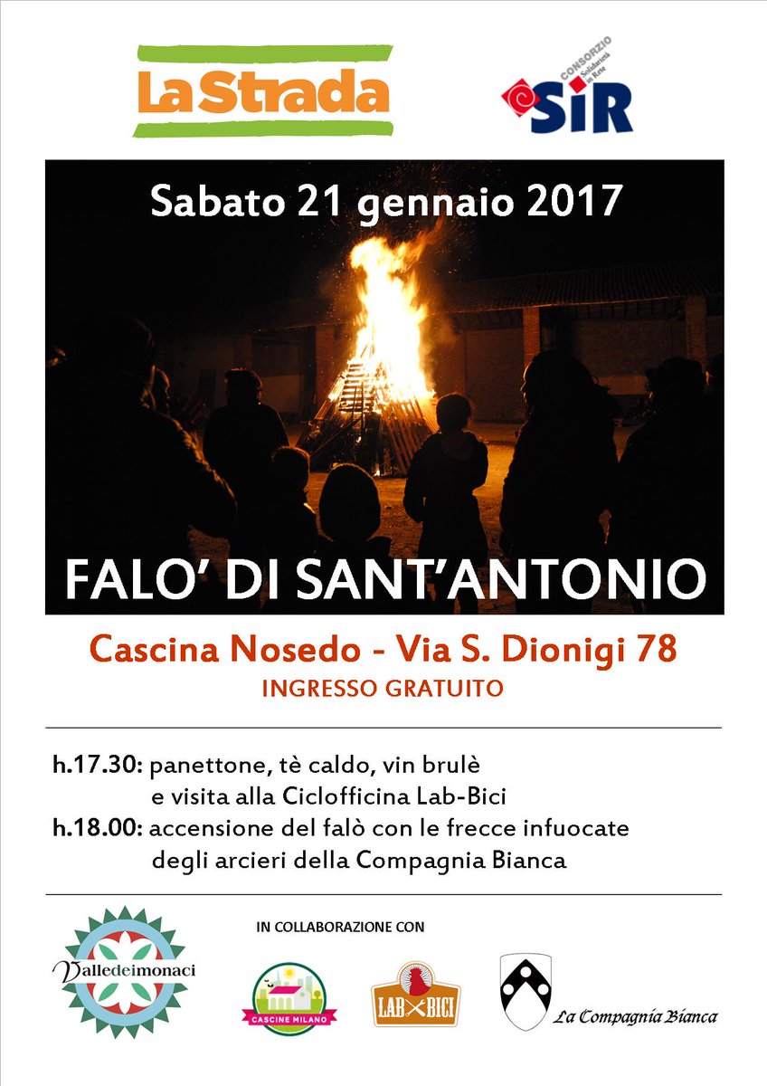 non perdetevi #falò di Sant'Antonio alla Cascina Nosedo cuore del progetto #OpenAgri @UIA_Initiative con <a href="/ComuneMI/">Comune di Milano</a> <a href="/FondaPoliMi/">Fondazione PoliMi</a> <a href="/lastradait/">LA STRADA</a>