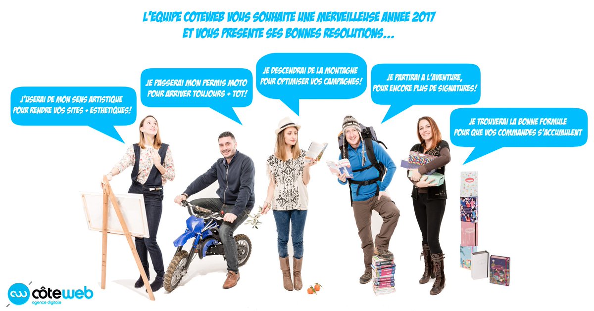coteweb's tweet photo. Voici, en exclusivité, les bonnes résolutions de l'équipe ! Nous vous souhaitons une très bonne année 2017 ! #happynewyear #coteweb2017 https://t.co/RWLw8FWNZw